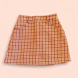 Lulu’s Sycamore Brown Plaid Mini Skirt size XS
